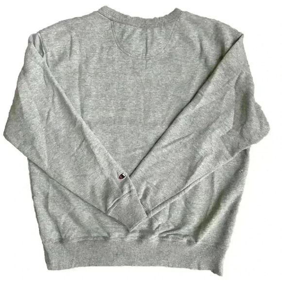 Champion Mens Crewneck Long Sleeve Sweatshirt Gray Classic Front Script Large - Picture 2 of 9